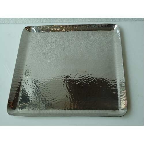 Silver Stainless Steel SS Hammered Square Platter