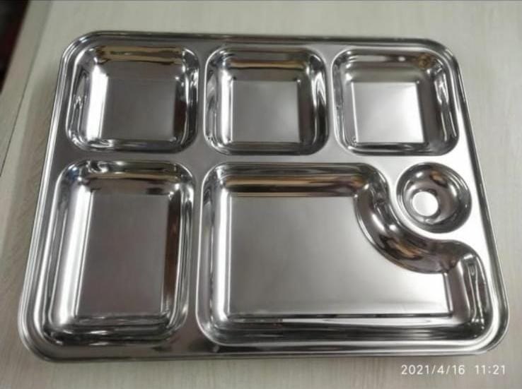 Silver Square Stainless Steel Bhojan Patra