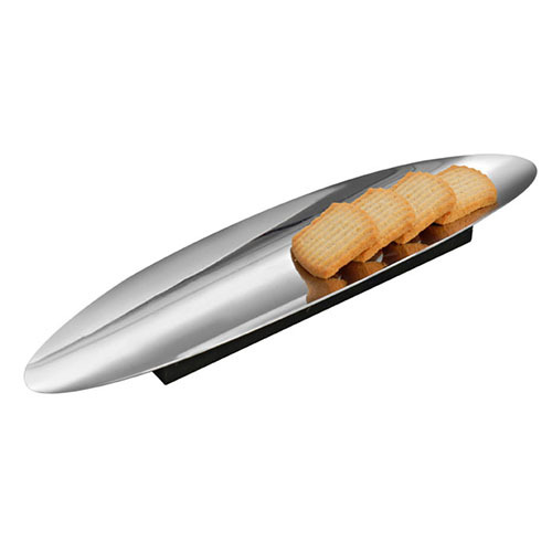 Silver Stainless Steel Serving Platter, Shape: Oval, Size: 5inch