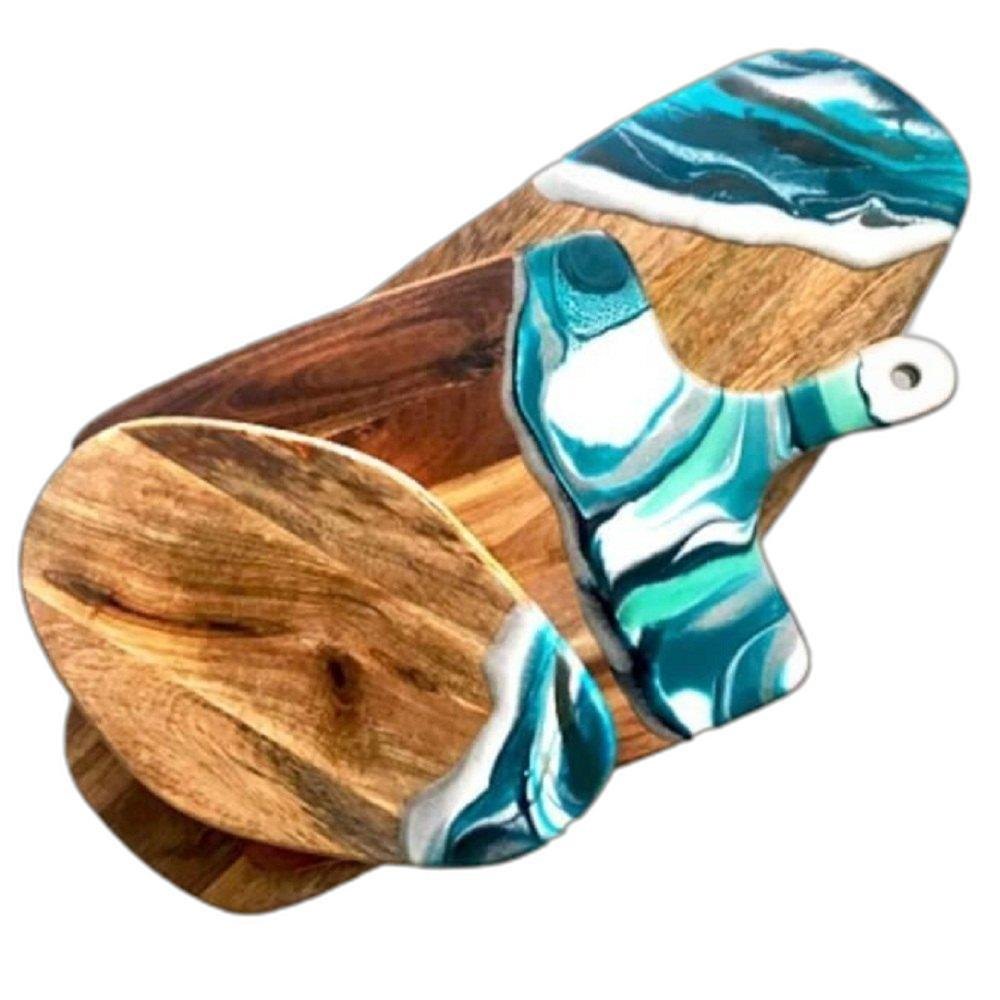 natural wood Square Wooden Epoxy Platters, Size: 14*6 Inches