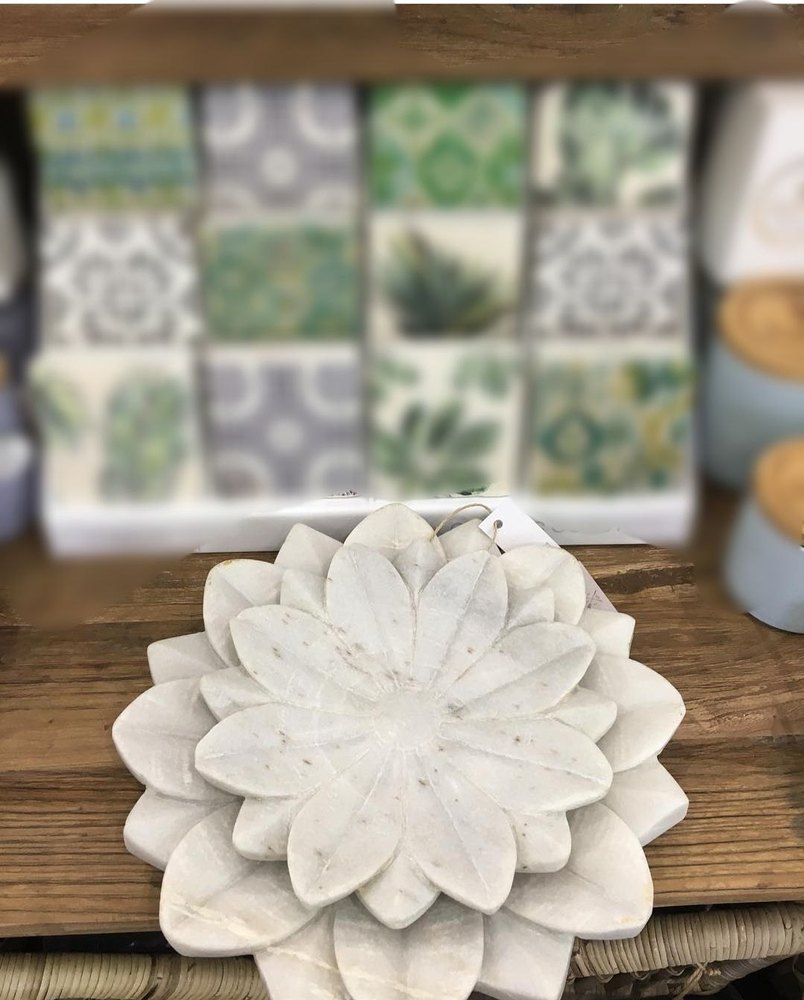White Marble Flower Platter