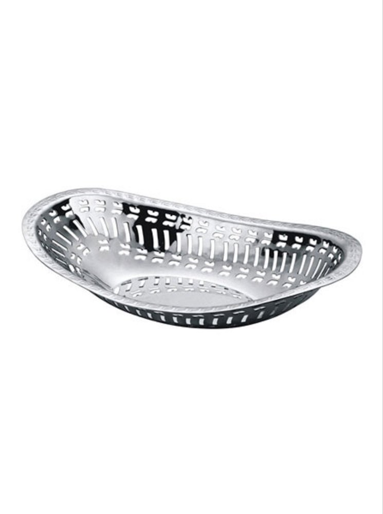 STAINLESS STEEL Silver Bread Basket Oval Parforted, For Restaurant, Size: Medium