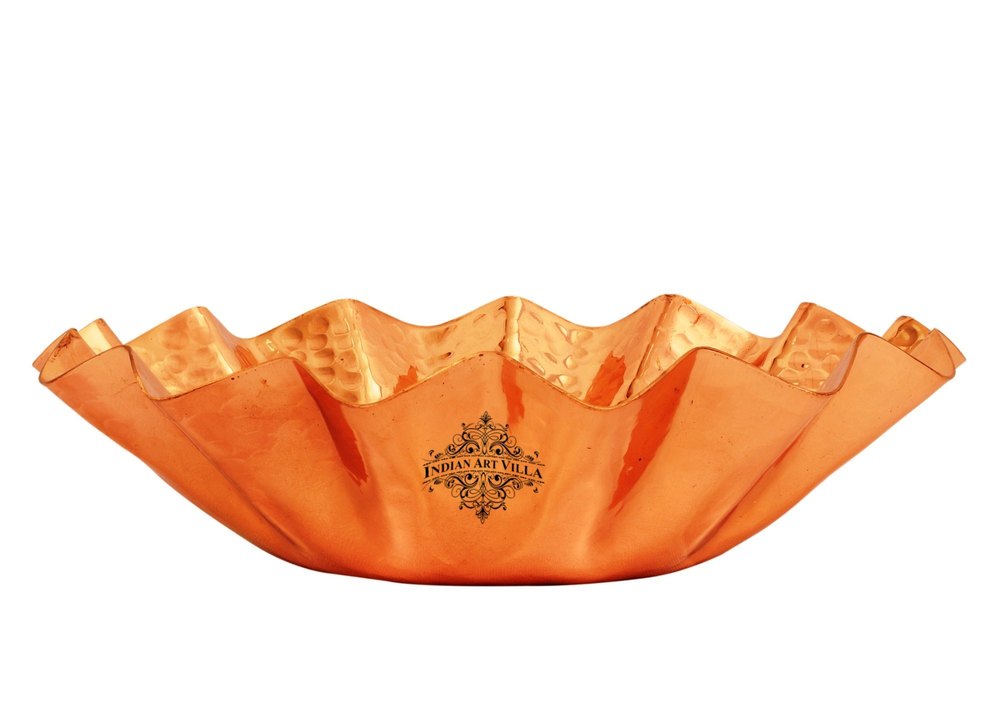 Brown Copper Hammered Design Round Bread Basket - Small & Big, For Restaurant, Size: Size Variations Available