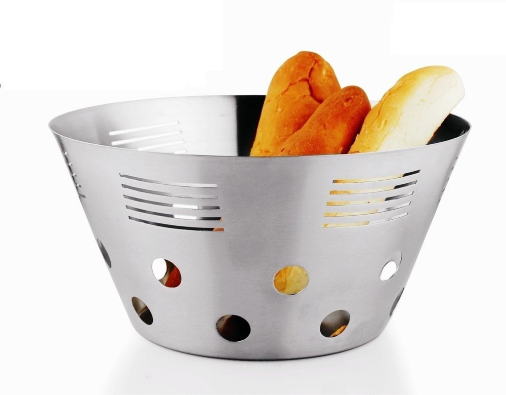 Silver Stainless Steel Bread Basket, For Hotel, Size: 20x9 CM