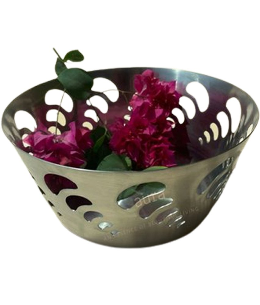 Silver Steel Bread Basket, For Home, Size: 22x20x8.5cm