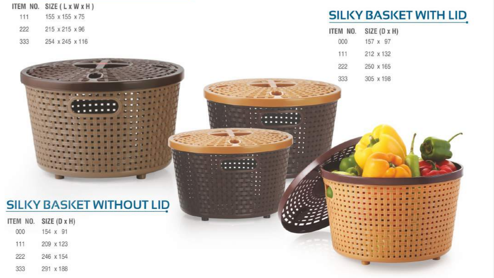 Wooden Plastic Round basket with lid, For Storage