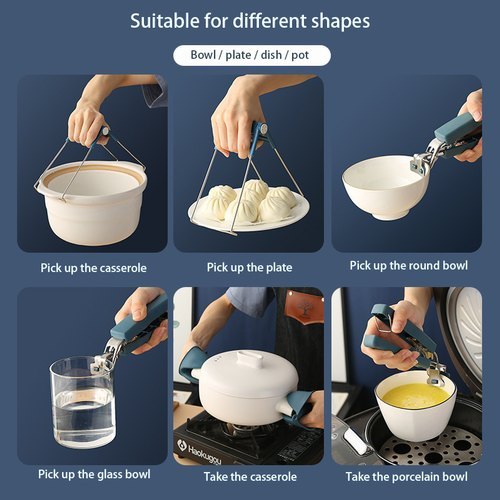 Anti-scald Fantastic Bowl Clamp Casserole Dish Plate Picking Up Clamp Slip-resisting Silicone Gloves