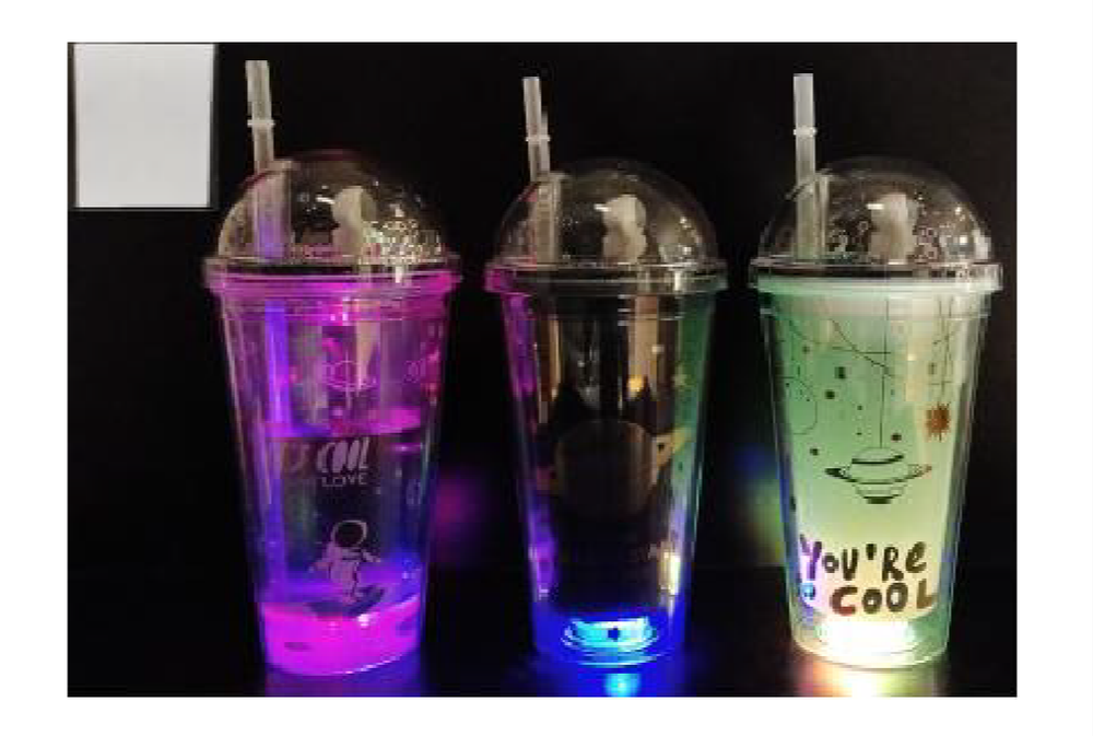 Multicolor TUM LIGHT TUMBLER 450 ML WITH STRAW AND LID, For Multipurpose