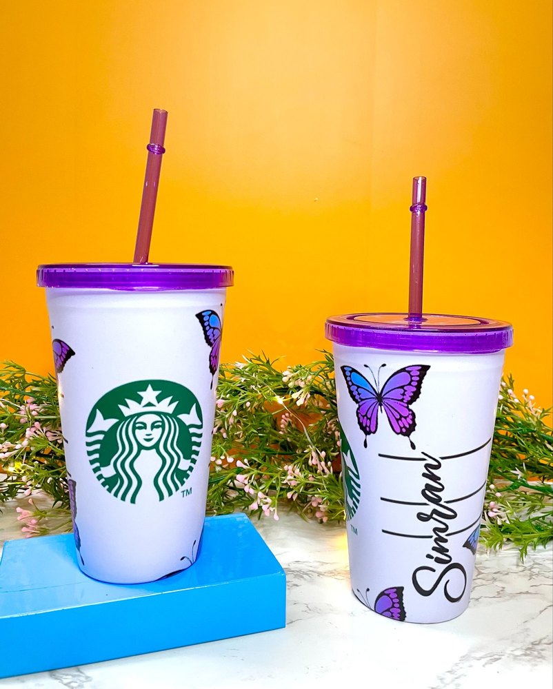 White Double Wall Acrylic Tumbler With Straw, Packaging Type: Box, Capacity: 500 ML