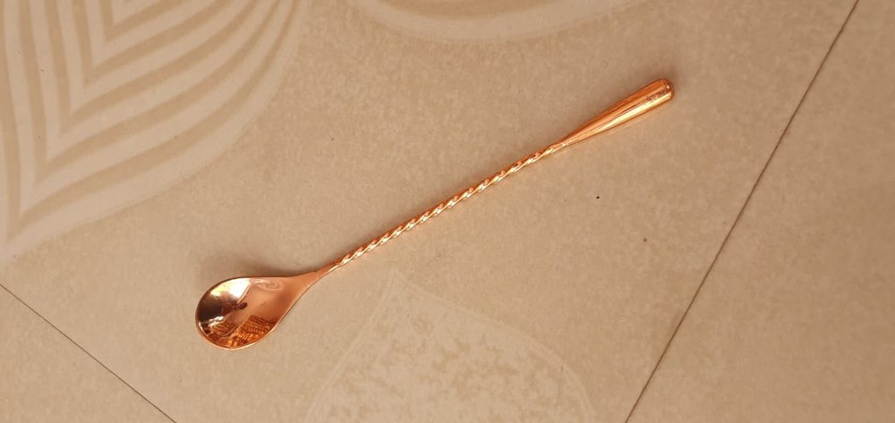 Brown Handmade Pure Copper Spoon, For Home, Size: 8.3 Inch