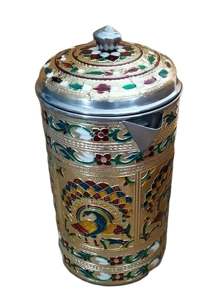 Stainless Steel Multicolor Meenakari Water Jug, For Home Hotel and Restaurant, Capacity: 2 Liters
