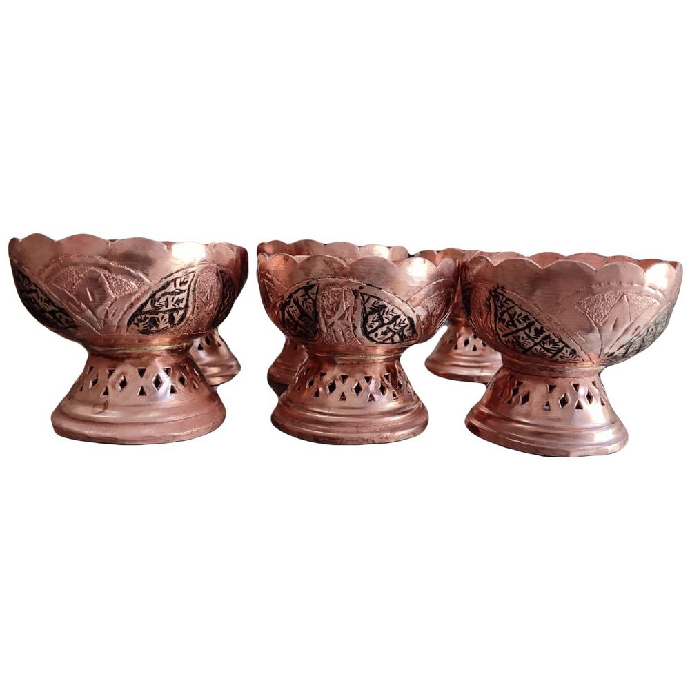 Bronze Hammered Meenakari Copper Bowl Set, Size: 4inch, Capacity: 250 ml