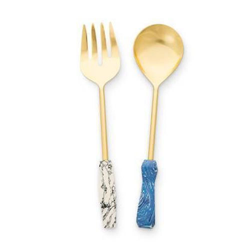 Golden Salad Server Salad Spoon Set