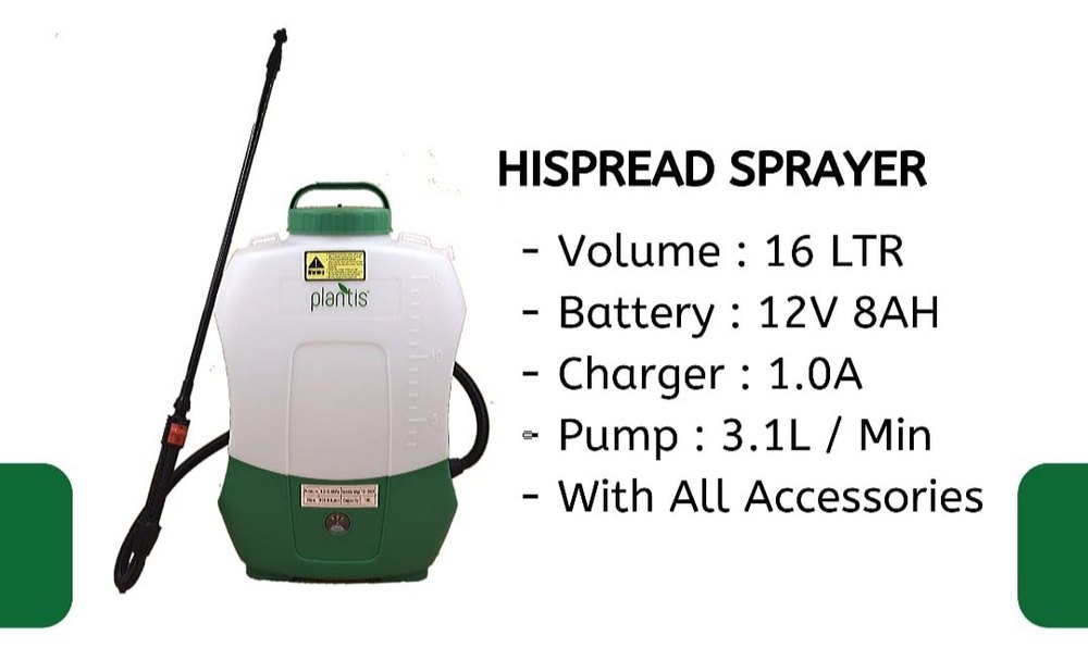 White And Green Batterytype Plantis Hi Spread Electrostatic Sprayer 12v:8v(Hispread Sprayer), Battery, Capacity: 16litter