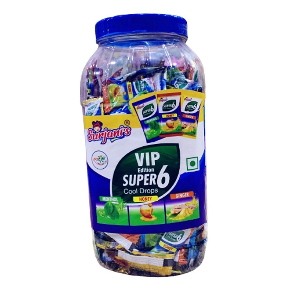 Surjani\'s Menthol, Honey And Ginger VIP Edition Super 6 Cool Drops Candy, Packaging Type: Plastic Jar