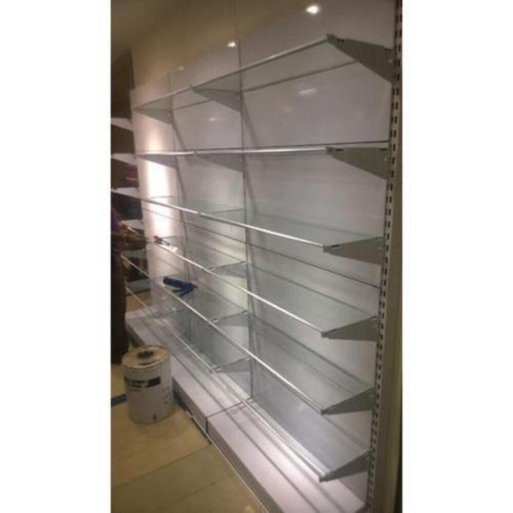 Powder Coated Mild Steel Glass Storage Rack, 6 Shelves