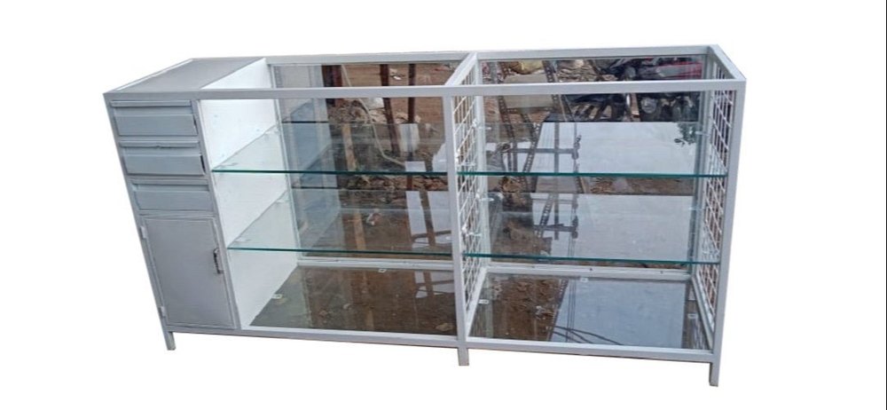 Free Standing Unit MS And Glass Display Rack, For Shop
