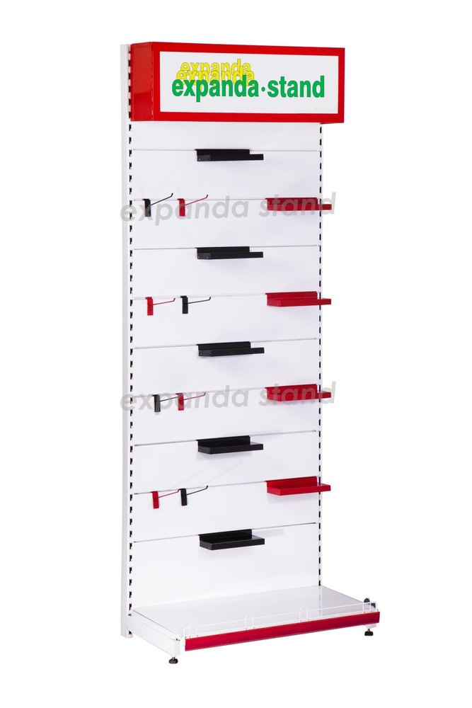 Wooden and MS Free Standing Unit Slatwall Display Racks, For Showroom