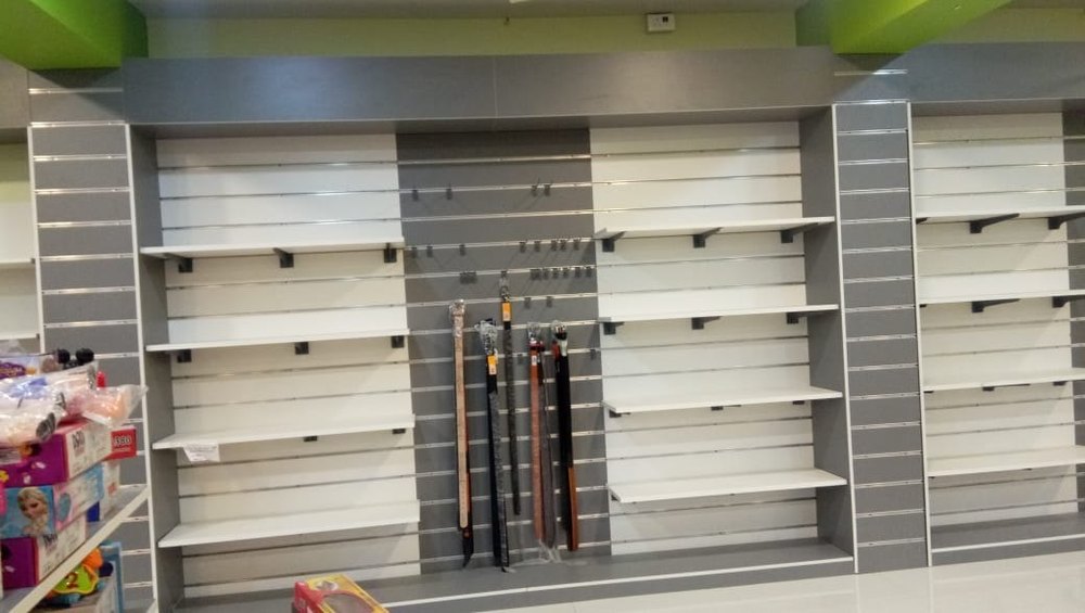 White Wooden Slatwall Display Panels, For Showroom