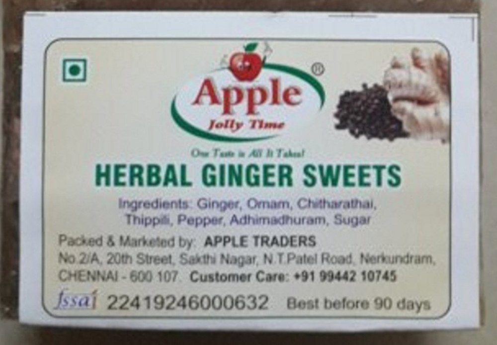 Apple Brown Herbal Ginger Candy, Packaging Type: Packet