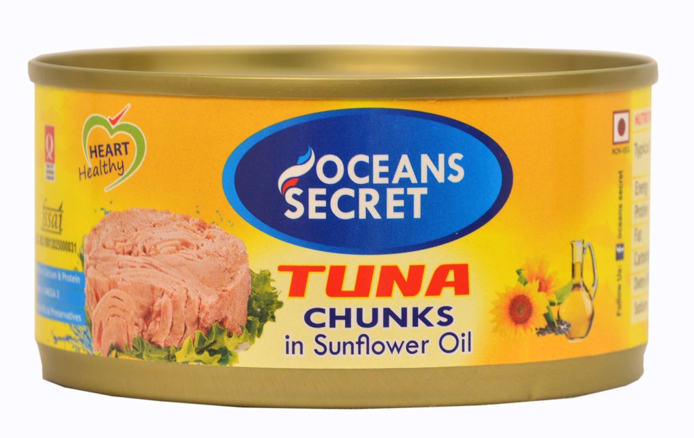 Tuna Chunks In Sunflower Oil 180g for Household, Packaging Type: Can
