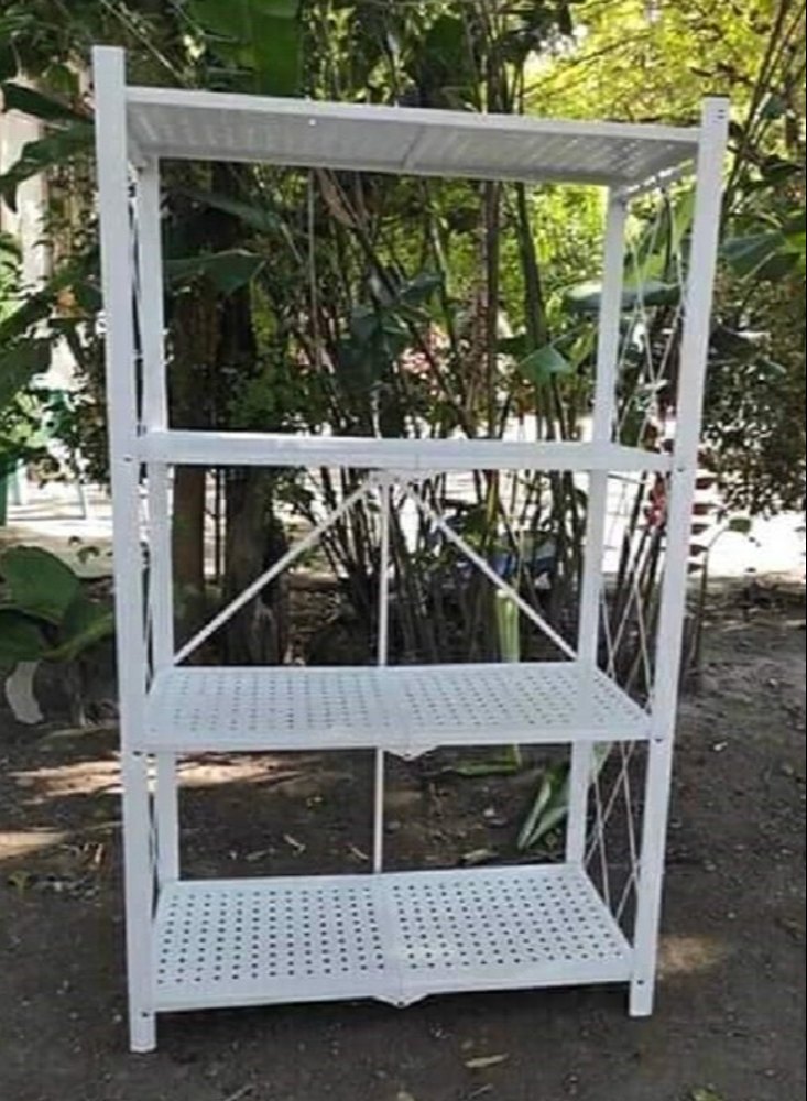 Free Standing Unit 3 Shelves Stainless Steel Tyre Display Rack, For Showroom