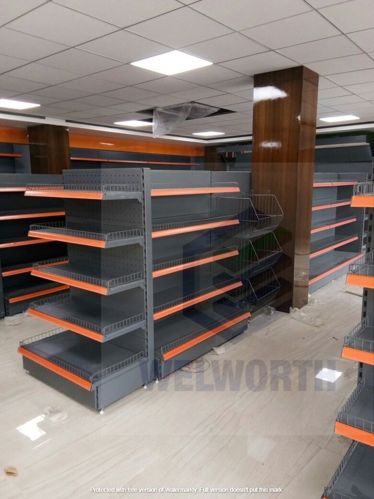 Metal Gondola Double Sided Display Rack, For Supermarket