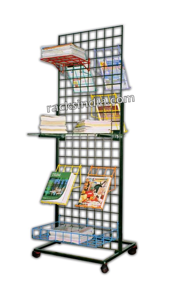 Black Display Grid Stand For Books And Magazines