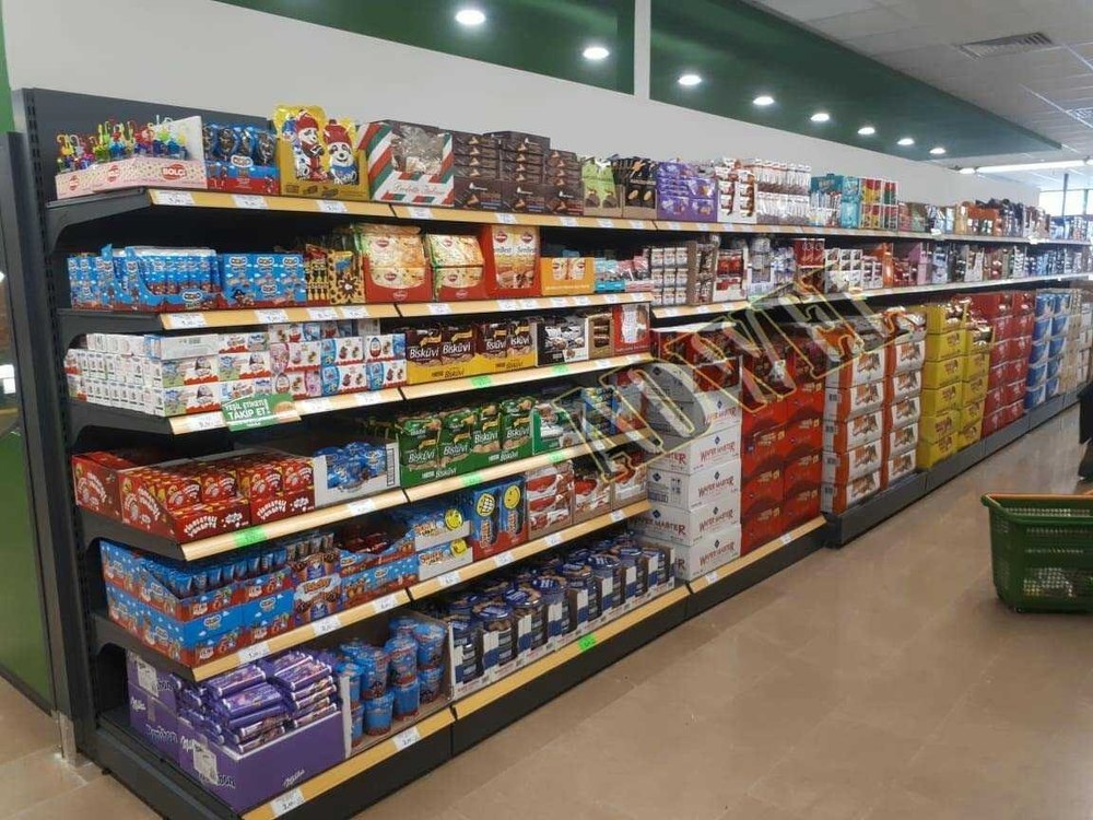 Mild Steel 5 Shelves Super Market Display Wall Unit, For Grocery