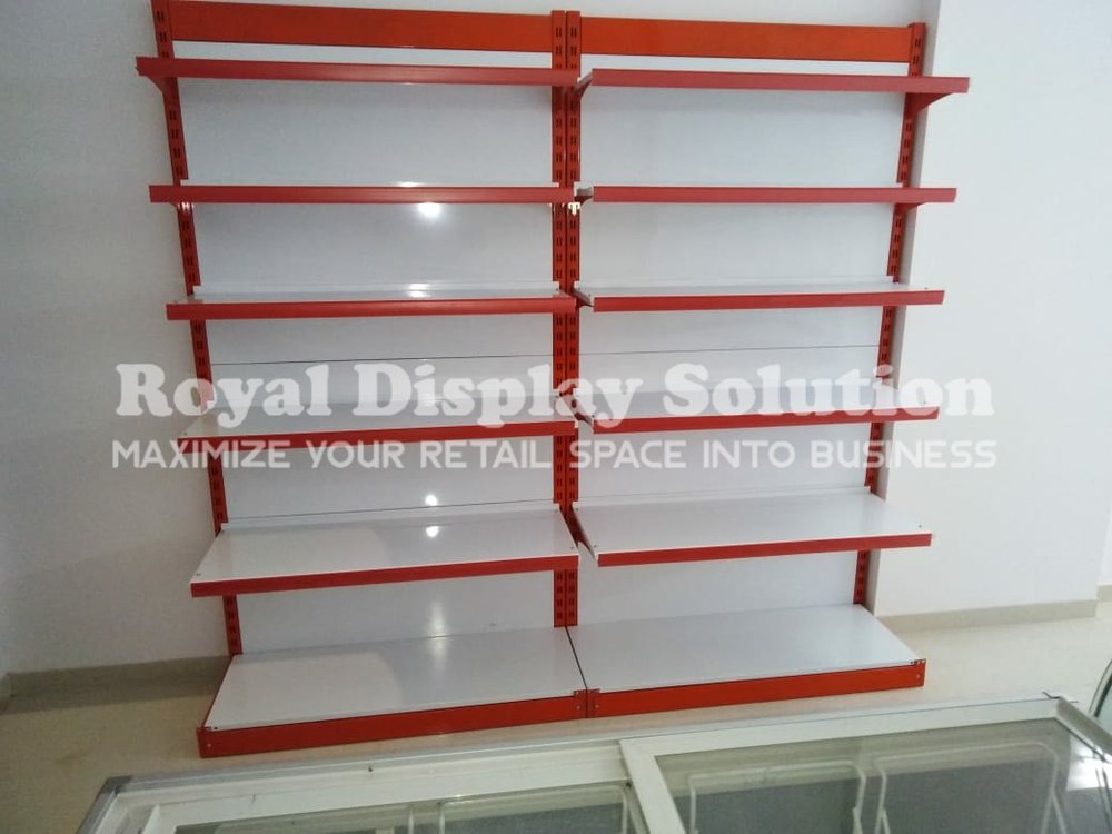 White, Red Mild Steel Wall Mounted Racks, For Supermarket