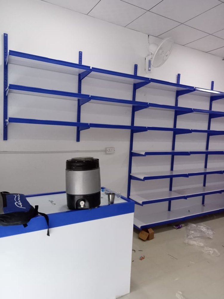 White & Blue Stainless Steel Wall Mounted Height Racking System, For Supermarket
