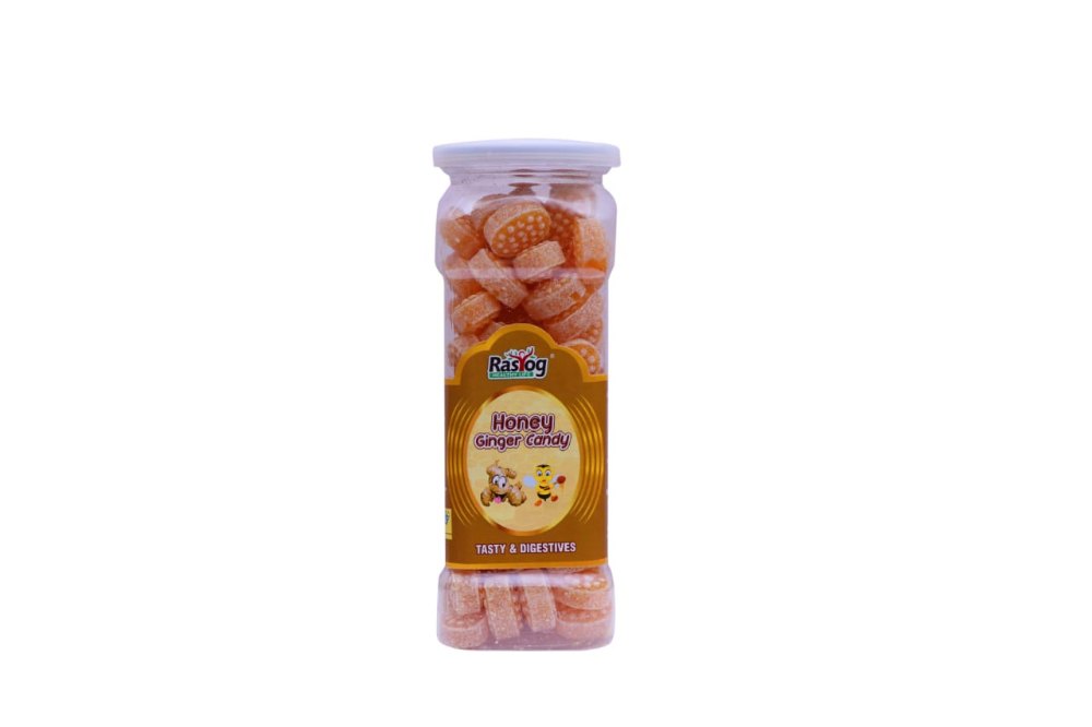 Rasyog Oval Honey Ginger Candy, Packaging Type: Plastic Jar, Packaging Size: 220 Gm