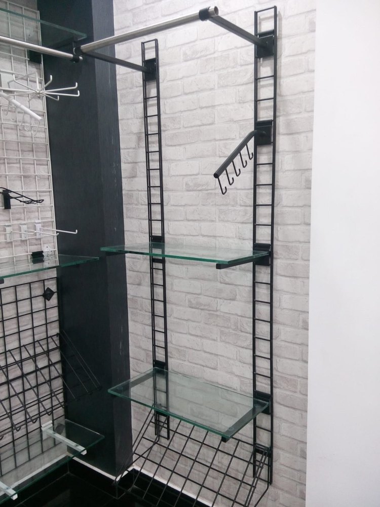 Mild Steel Free Standing Unit Wire Mesh Display Rack, For Pharmacy