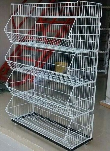 Free Standing Unit Metal Stackable Wire Basket Rack