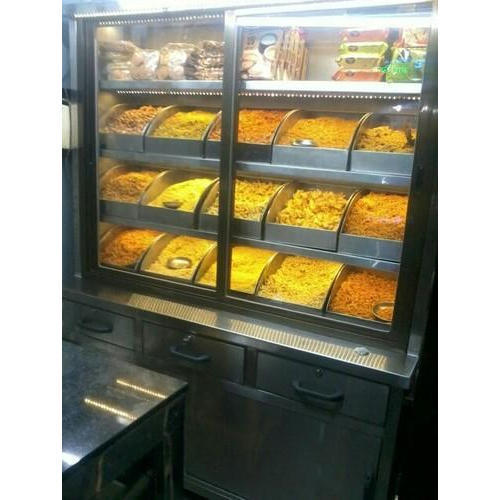 Alisha SS, Glass Stainless Steel Namkeen Display Counter, For Commercial