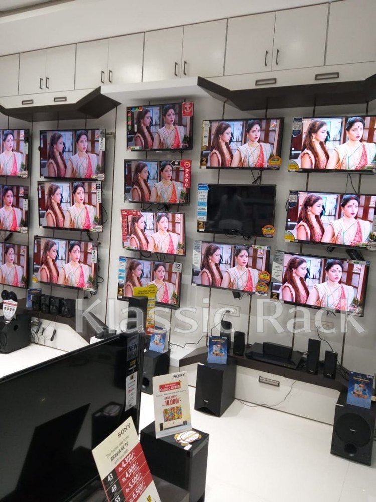 Stainless Steel Wall Mounted Electronics Shop Display Racks, For Showroom