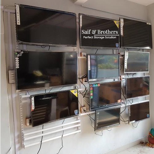 Mild Steel Wall Mounted Lcd Tv Display Rack, For Showroom