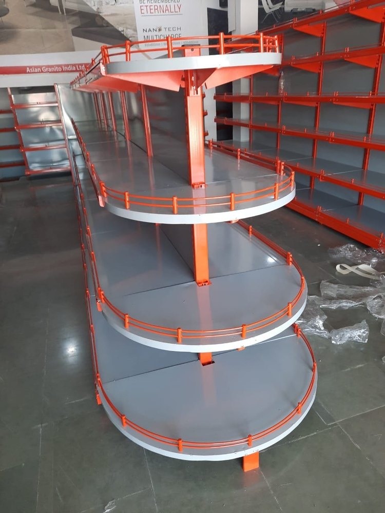 4 Shelves Free Standing Unit Supermarket Center Round Rack