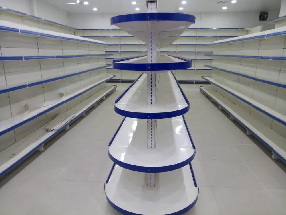 Mild Steel End Unit ROUND CENTRE RACKS, For Supermarket