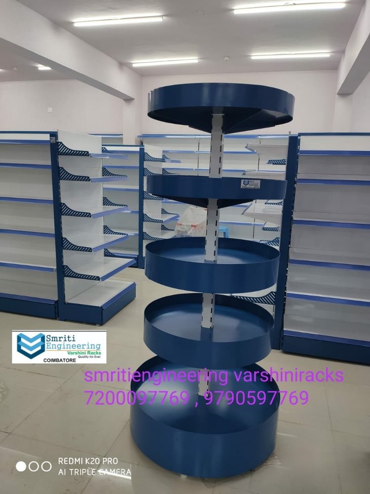Mild Steel Movable Unit Round Display Rack, For Departmental Stores