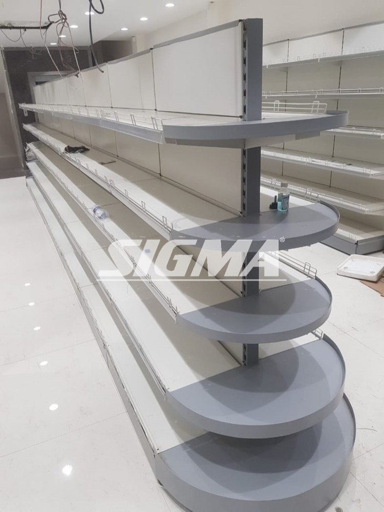 Free Standing Unit Mild Steel Round End Rack, For Supermarket