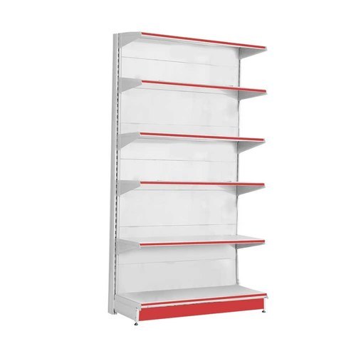 Free Standing Unit White and Red Tools Display Rack, 5 Shelves