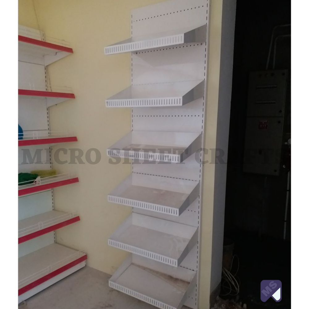 Mild Steel Wall Mounted Micro Sheet Crafts Pillar Rack, For Departmental Stores