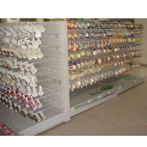 Supermarket Glass Crockery Display Stand, For Grocery