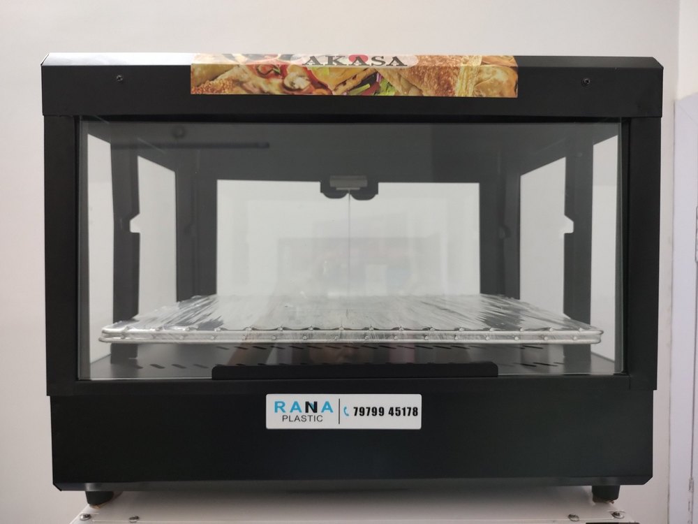 Black Metal Countertop Hot Display Showcase, For Commercial, 600 Watts
