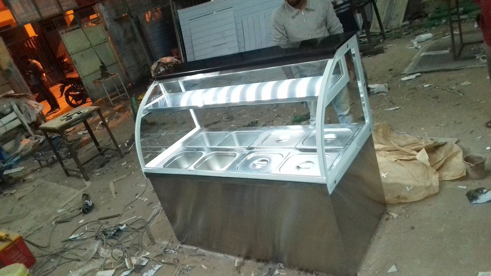 stainless steel & glass Electric Food Warmer Display Cabinet, For Restaurant