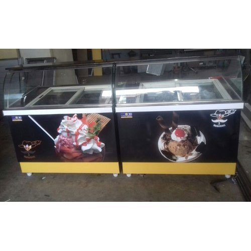 SS, Glass Ice Cream Display Counter, For Restaurant