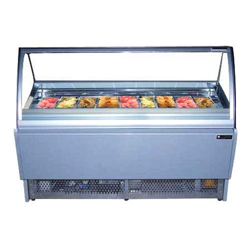 Stainless Steel, Glass Curved Ice Cream Display Counter, For Commercial, 1 - 5hp