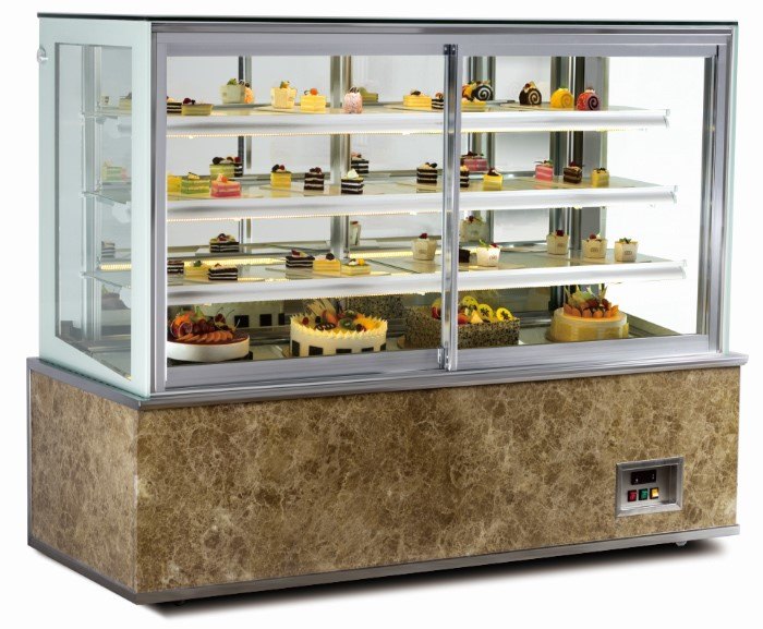 Stainless Steel And Glass Cake Display Counter, For Bakery