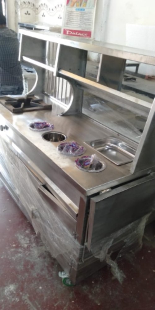 Stainless Steel Aloo Tikki golgappa counter, For Street Food Stall
